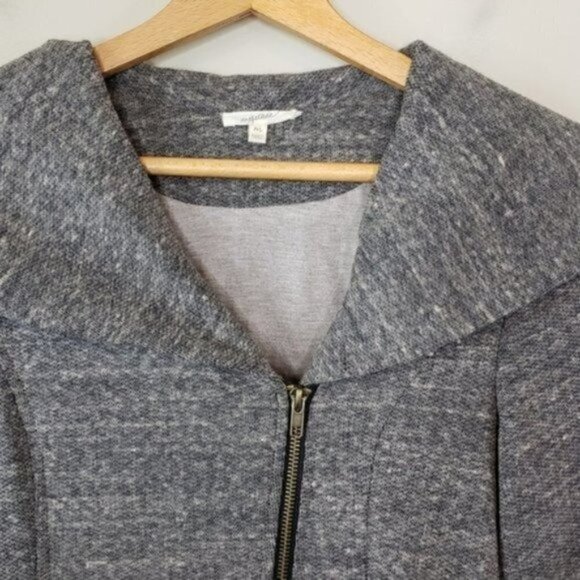 Mystree | Dark Heather Gray Asymmetrical Zip Sweater Jacket Size Medium - Picture 3 of 5